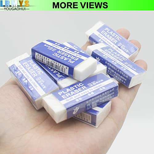 LRMYS White Soft Plastic Erasers, 5.2cm PVC Plastic Rubber 2B Pencil Eraser Student Drawing Tool for Universal Use in Schools Sketches Paintings Fine Arts Homes and Offices, 10 Pcs in Pack