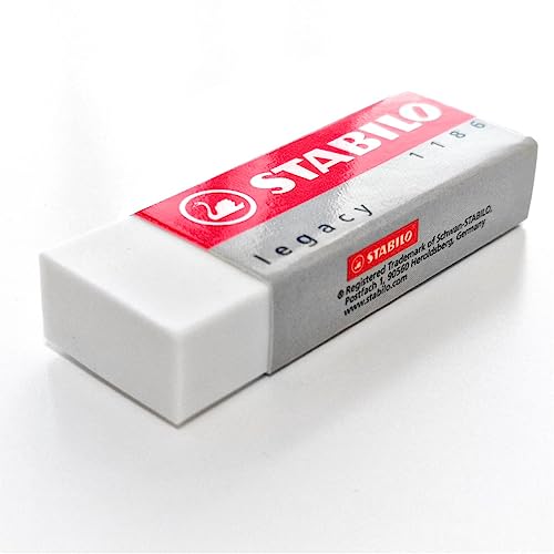 STABILO Legacy Large White Eraser Plastic Rubber Erasers [Pack of 5 Erasers]