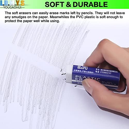 LRMYS White Soft Plastic Erasers, 5.2cm PVC Plastic Rubber 2B Pencil Eraser Student Drawing Tool for Universal Use in Schools Sketches Paintings Fine Arts Homes and Offices, 2 Pack