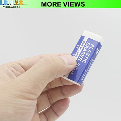 LRMYS White Soft Plastic Erasers, 5.2cm PVC Plastic Rubber 2B Pencil Eraser Student Drawing Tool for Universal Use in Schools Sketches Paintings Fine Arts Homes and Offices, 10 Pcs in Pack