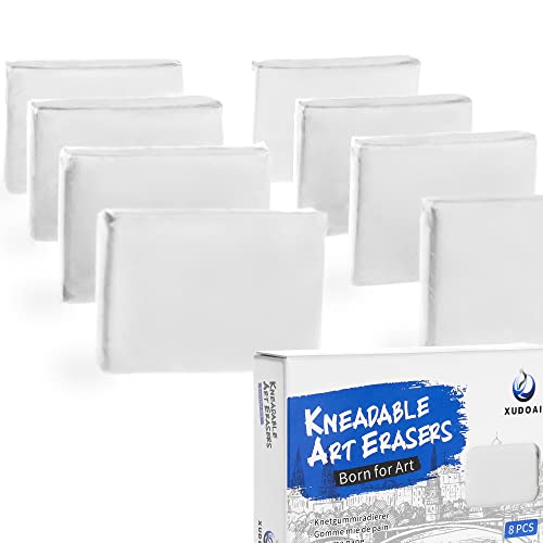 XUDOAI Grey Kneaded Eraser Putty Rubbers for Art Erasers for Artists Kneadable Putty Rubber （8 Pieces）