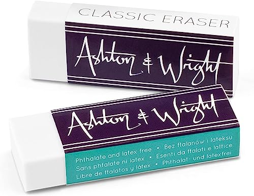 Ashton and Wright - Classic Eraser - Latex Free Plastic Rubber - Pack of 5 White
