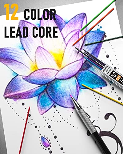 Nicpro 5 PCS Art Mechanical Pencils Set, Black Metal Artist Drafting Pencil 0.3 & 0.5 & 0.7 & 0.9 & 2mm Graphite Lead Holder(4B 2B HB 2H CR) for Writing Sketching Drawing With Lead Refills Eraser