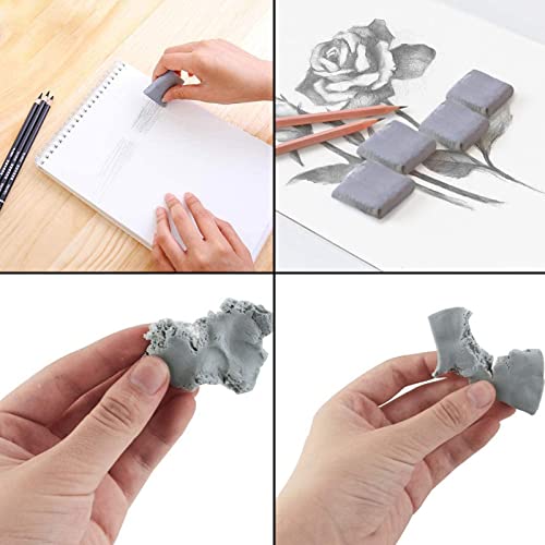 4Pcs Putty Rubber, Kneaded Eraser, Putty Rubbers for Art, Putty Eraser, Kneaded Art Eraser, Kneadable Eraser, Kneaded Erasers for Artists Kneadable Putty Rubber, Pastels-Moldable Putty Rubber (Grey)
