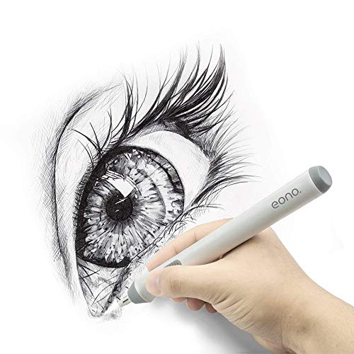 Amazon Brand - Eono Electric Eraser Kit, Battery Operated Automatic Portable Rubber Pencil Eraser, with 22pcs Additional Replaceable Rubber Refills - Diameter 2.3mm 10pcs and 5mm 12pcs, White