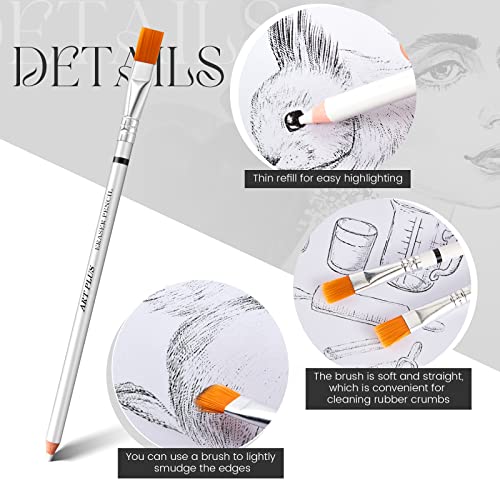 Faccito 12 Pcs Eraser Pen with Brush Art Eraser Pencil Rubber Pencil Erasers for Artists