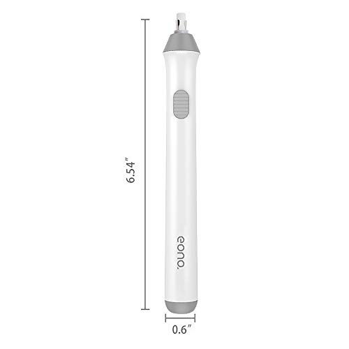 Amazon Brand - Eono Electric Eraser Kit, Battery Operated Automatic Portable Rubber Pencil Eraser, with 22pcs Additional Replaceable Rubber Refills - Diameter 2.3mm 10pcs and 5mm 12pcs, White