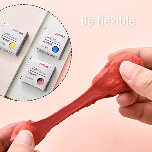 6 pcs Knead Erasers, Design Eraser, Drawing Art Erasers, Kneaded Rubber Erasers for Drawing, Charcoal, Pastels-Moldable Putty Rubber, No Smudge Eraser, Sketching Supplies for Artists(3 Colours)