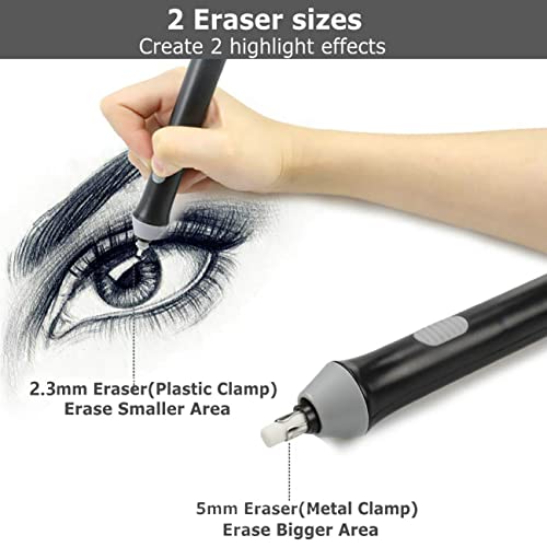 GuDoQi Electric Eraser, 92 Eraser Refills, Battery Operated, Automatic Eraser for Drawing Pencils, Learning, Office, Architectural Plans, Arts and Crafts