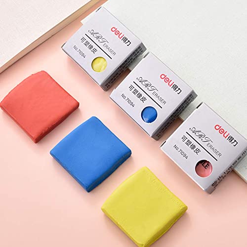 6 pcs Knead Erasers, Design Eraser, Drawing Art Erasers, Kneaded Rubber Erasers for Drawing, Charcoal, Pastels-Moldable Putty Rubber, No Smudge Eraser, Sketching Supplies for Artists(3 Colours)