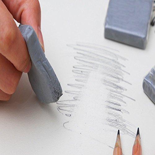 Kneaded Art Eraser, XUDOAI Grey Soft Durable Sketch Putty Rubber, Kneadable Rubber Eraser Set (4)