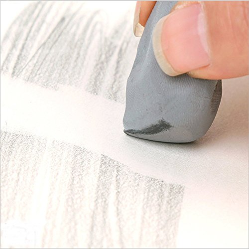 Kneaded Art Eraser, XUDOAI Grey Soft Durable Sketch Putty Rubber, Kneadable Rubber Eraser Set (4)