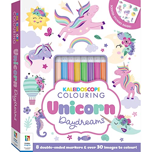 Unicorn Daydreams Kaleidoscope Colouring Book Kit with Pens | Arts and Crafts for Kids | Kids Art Set | Ages 6 to 12 | Unicorn Colouring | Hinkler