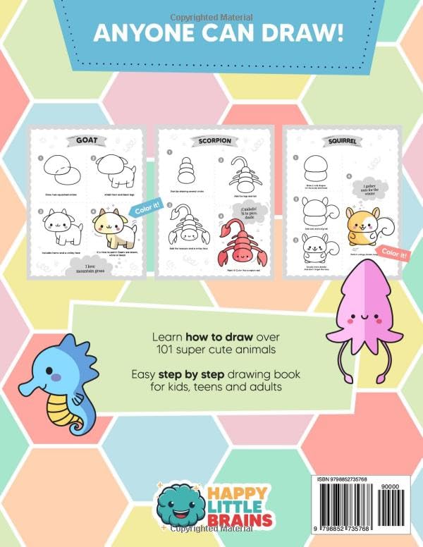 How to Draw Kawaii Animals: 101 Super Cute Animals to Draw with Fun and Easy Step-by-Step Lessons