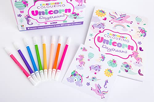 Unicorn Daydreams Kaleidoscope Colouring Book Kit with Pens | Arts and Crafts for Kids | Kids Art Set | Ages 6 to 12 | Unicorn Colouring | Hinkler