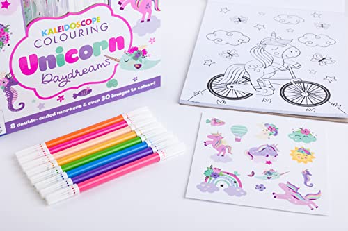 Unicorn Daydreams Kaleidoscope Colouring Book Kit with Pens | Arts and Crafts for Kids | Kids Art Set | Ages 6 to 12 | Unicorn Colouring | Hinkler