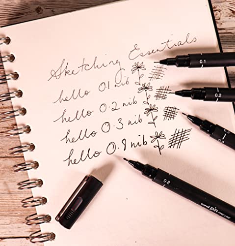 uni-ball PIN Fineliners, Black Fine Tipped Writing Pens, Water and Fade-Resistant Ink, Ideal for Architects, Sketching, Scrapbooking, Outlining, Art, Technical Drawing, Archival Quality, Pack of 5