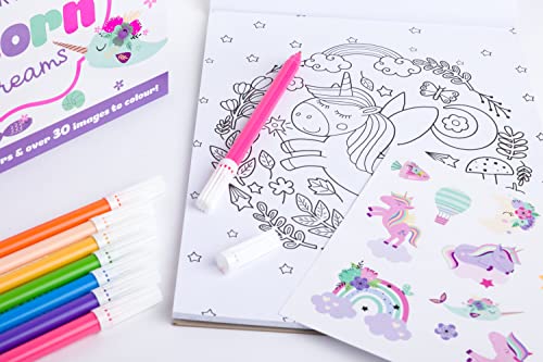 Unicorn Daydreams Kaleidoscope Colouring Book Kit with Pens | Arts and Crafts for Kids | Kids Art Set | Ages 6 to 12 | Unicorn Colouring | Hinkler