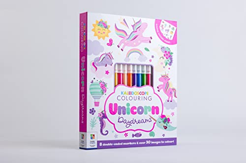 Unicorn Daydreams Kaleidoscope Colouring Book Kit with Pens | Arts and Crafts for Kids | Kids Art Set | Ages 6 to 12 | Unicorn Colouring | Hinkler