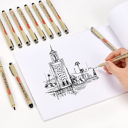 EooUooIP Micro Pen Fineliner Ink Pen, 12 Pack Fineliner Pens Set, Black Pigment Pen Fineliners Art Supplies Fine Point Sketch Pens Shading drawing Technical Drawing pen for Artist, Kids or Adult