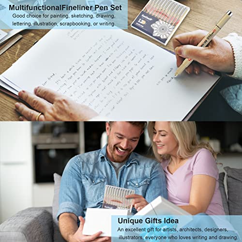 EooUooIP Micro Pen Fineliner Ink Pen, 12 Pack Fineliner Pens Set, Black Pigment Pen Fineliners Art Supplies Fine Point Sketch Pens Shading drawing Technical Drawing pen for Artist, Kids or Adult