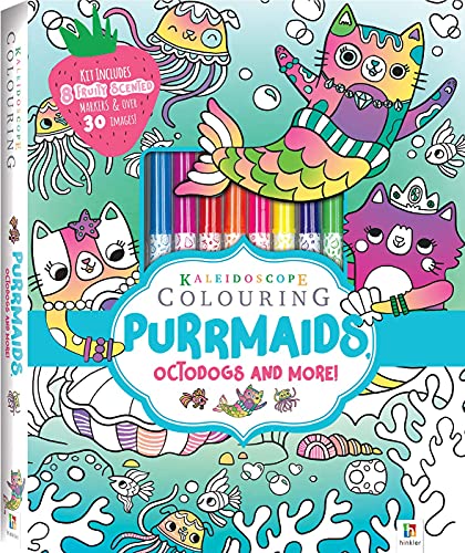 Purrmaids, Octodogs and More Kaleidoscope Colouring Kit with Pens | Arts and Crafts for Kids | Scented Pens | Colouring Book for Children 4 Years Plus