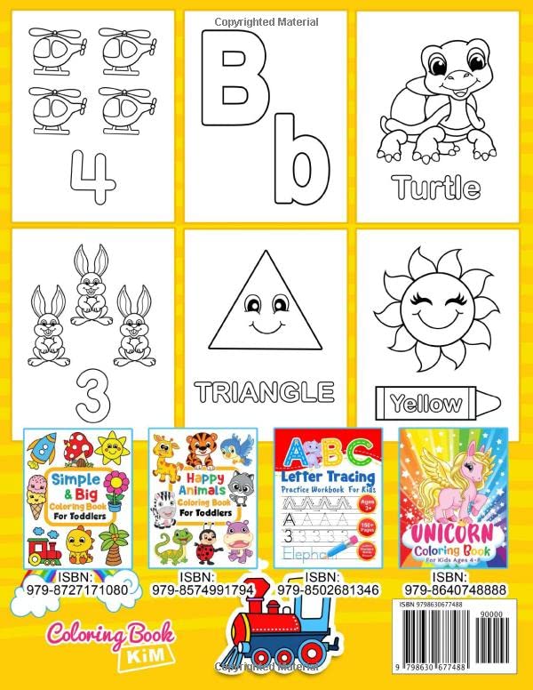 Toddler Coloring Book: Numbers, Letters, Shapes and Animals, Coloring Book for kids, Age 1-3, Preschool Coloring Book