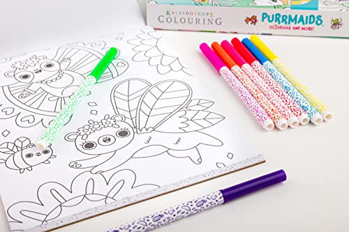 Purrmaids, Octodogs and More Kaleidoscope Colouring Kit with Pens | Arts and Crafts for Kids | Scented Pens | Colouring Book for Children 4 Years Plus
