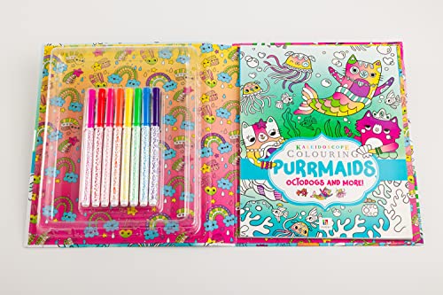 Purrmaids, Octodogs and More Kaleidoscope Colouring Kit with Pens | Arts and Crafts for Kids | Scented Pens | Colouring Book for Children 4 Years Plus
