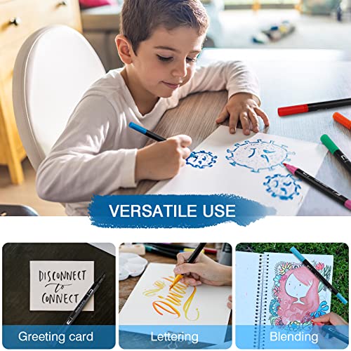 ABEIER Dual Tip Colouring Pens Brush Pens, 120 Felt Tip Pen Art Markers for Kids and Adults, Fineliner Tip Brush Marke for Drawing Sketching Calligraphy Painting