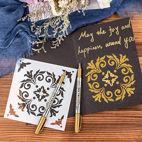 Whaline Metallic Marker Pens 8Pcs Gold Permanent Markers Pen Drawing Pen for Back to School Card Making Scrapbooking Art Crafts Wedding Guest Book