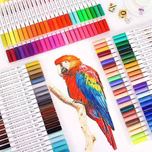 120 Colours Marker Pen Set Dual Tips Art Markers WaterColour Brush Pens for Kids Adults Drawing, Sketching, Highlighting & Underlining