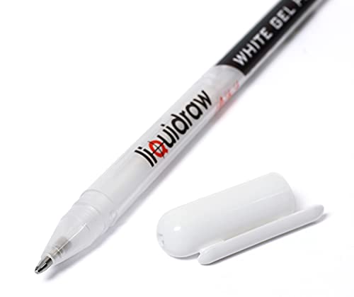 Liquidraw White Gel Pens For Art, Black Paper 0.8mm Fine Point Gel Pen For Artists, Highlights, Drawing, Writing & Sketching Designs