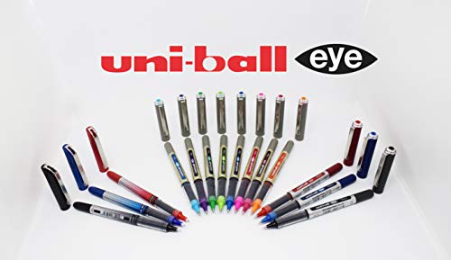 Uni-ball UB-157 Eye Black Rollerball Pens. Premium Fine 0.7mm Ballpoint Tip for Super Smooth Handwriting, Drawing, Art, Crafts and Colouring. Fade and Water Resistant Liquid Uni Super Ink. Pack of 5