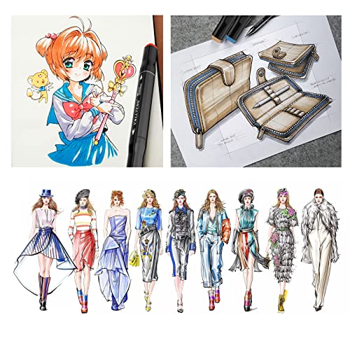 Vallteng 40 Colours Art Markers Set Twin Marker Pens Broad Fine Point Graphic Marker Pen Architecture Design for Drawing Coloring Highlighting and Underlining