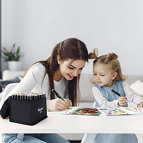 80 Colours Art Marker, Colouring Pens Alcohol Markers Dual Tip Art Pens for Kids Adult Beginner, Permanent Marker with a Carrying Case for Painting, Highlighting, Sketching, Drawing, Colouring Black