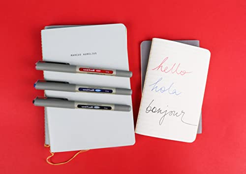 Uni-ball UB-157 Eye Black Rollerball Pens. Premium Fine 0.7mm Ballpoint Tip for Super Smooth Handwriting, Drawing, Art, Crafts and Colouring. Fade and Water Resistant Liquid Uni Super Ink. Pack of 5