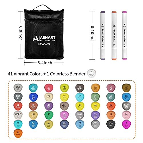 Alcohol Markers, 42 Art Markers with Dual Tip, Permanent Graphic Marker Pens for Kids Adults, Art Pens for Drawing Sketching Graffiti Manga Anime Design