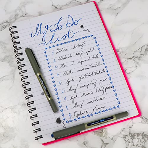 Uni-ball UB-157 Eye Black Rollerball Pens. Premium Fine 0.7mm Ballpoint Tip for Super Smooth Handwriting, Drawing, Art, Crafts and Colouring. Fade and Water Resistant Liquid Uni Super Ink. Pack of 5