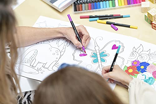 EuroElement Dual Tip Brush Pens Art Supplies Colouring Pens Set of 12/24/48 coloured Pens, Felt Tip Pens- Art Pens for kids and Adult Colouring Books- Fine Tip for Drawing, Brush Tips for Calligraphy