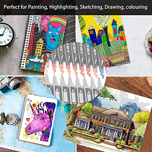 80 Colours Art Marker, Colouring Pens Alcohol Markers Dual Tip Art Pens for Kids Adult Beginner, Permanent Marker with a Carrying Case for Painting, Highlighting, Sketching, Drawing, Colouring Black