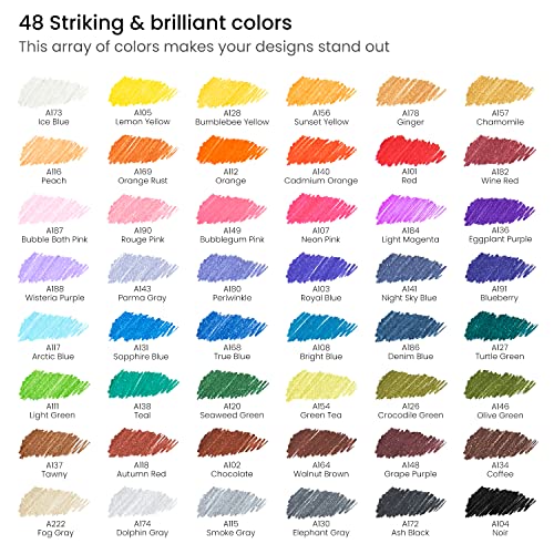 ARTEZA Inkonic Fineliner Pen Set, 0.4 mm Tips, Set of 48 Colours, Water-Based, Non-Toxic, Fine Tip Colouring Pens for Drawing, Sketching & Mixed Media Art