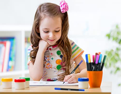 JZMAX Dual Tip Brush Pens Art Supplies Colouring Pens Set- Coloured Pens, Felt Tip Pens- Art Pens for Kids and Adult Colouring Books- Fine Tip for Drawing, Brush Tips for Calligraphy (24)