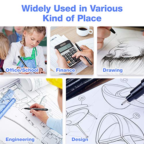 Black Fineliner Pens, 12 Pack Fineliners Technical Drawing Pens Micro Liner Sketch Pens for Artists, Fineliner Pen for Sketching Drawing Illustration Manga Scrapbooking Office Documents Art Supplies