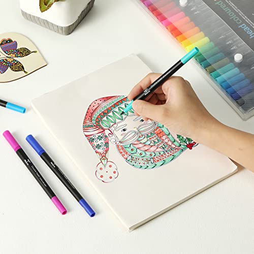 Mitoymia 24 Dual Tip Colouring Pens brush pens,Felt Tip Pens for Adults and children drawing pens,coloured pens art pens Set brush pens for colouring markers