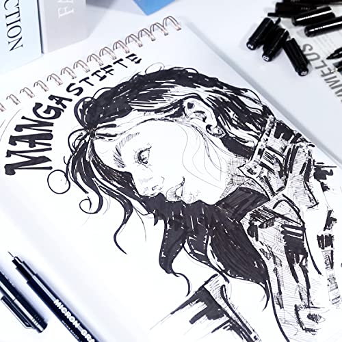 Black Fineliner Pens, 12 Pack Fineliners Technical Drawing Pens Micro Liner Sketch Pens for Artists, Fineliner Pen for Sketching Drawing Illustration Manga Scrapbooking Office Documents Art Supplies