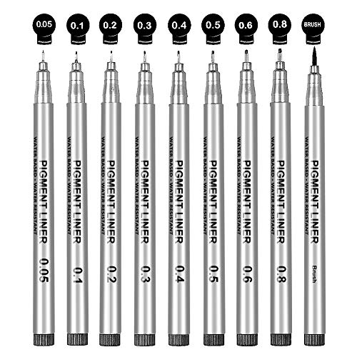 Black Fineliner Pens Art Pens - APOGO Fineliners Black Pens Drawing Pens for artists, Art Supplies Stationary Supplies Writing Pens, Micro Liner Pens for Manga ketch Book Anime Technical illustration