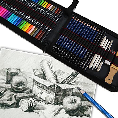 TVGO Fineliner Pens, 24 Dual Tip Brush Pens, 12 Sketching Pencils and Drawing Art Set Attached Painting Book for Children and Adults Colouring, Sketching, Painting