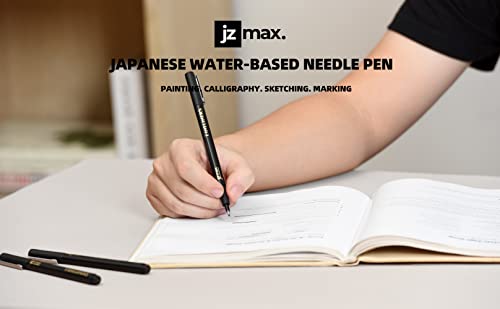 JZMAX Black Fineliner Pens Set Art Supplies - 12 Pack Fineliners Technical Drawing Pens- Microliner Art Pens for Artist, Brush Pens for Handwriting, Calligraphy, Sketching, Illustrations, Drawing