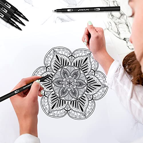 Gelanty Felt Tip Pens, 12 Pack Black Markers Colouring Pens for Adults and Children, 0.4mm Fineliners Pens for Art Drawing Sketching